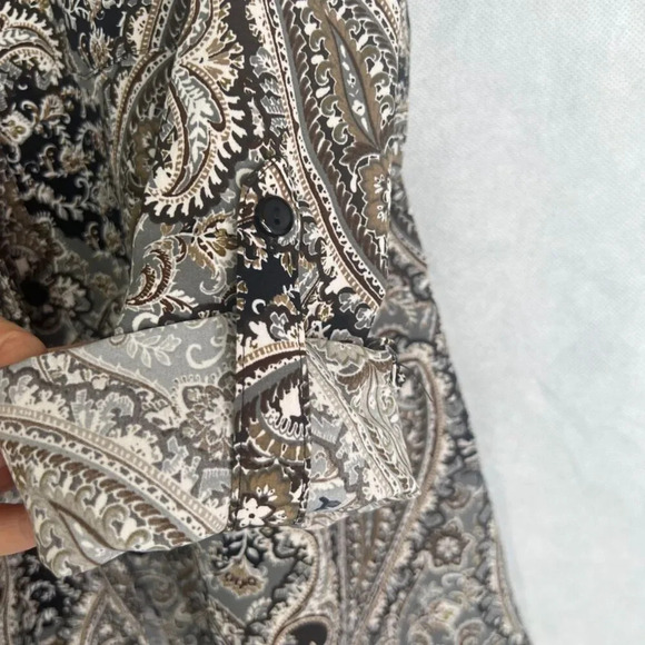 Studio Works Geometric Paisley Button Front Long Sleeve Blouse Size MD‎ - Picture 6 of 10